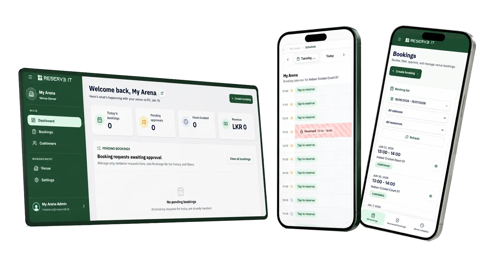 Reserve it venue management dashboard preview
